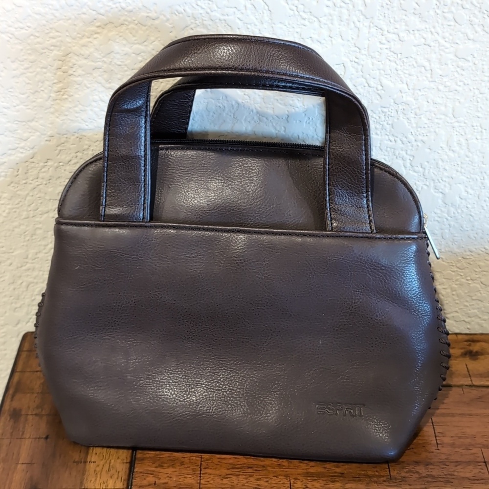Esprit Brown Faux Leather Purse Hand Bag With Shoulder Strap - Picture 2 of 12